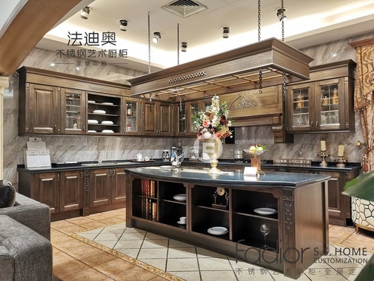 Customized Storage Solutions Stainless Steel Cabinetry With Dark Wood Finish