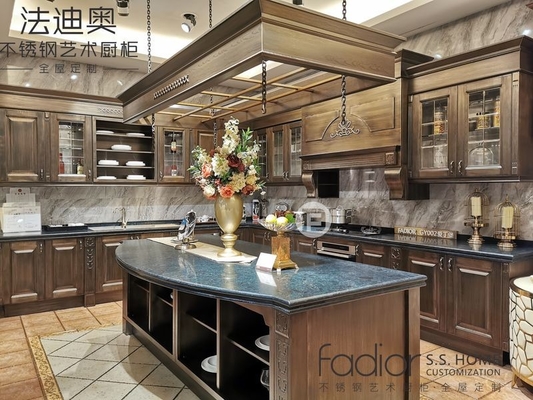Customized Storage Solutions Stainless Steel Cabinetry With Dark Wood Finish