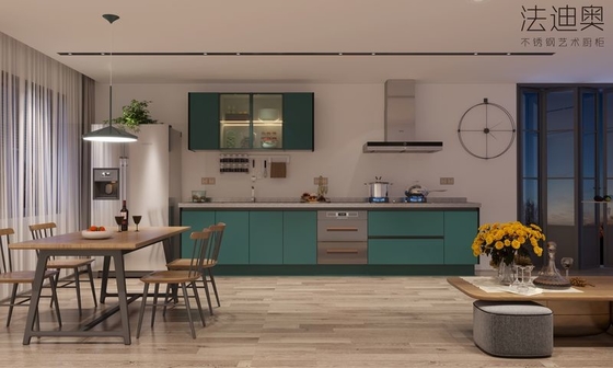 Pine Green Single-Line Kitchen Cabinet A Perfect Blend Of Minimalist Design And Modern Functionality