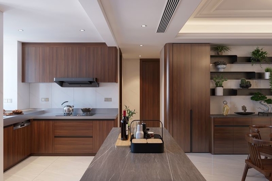 Modern Chinese Red Brown Stainless Steel Kitchen Units Sophisticated Luxurious