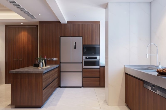 Modern Chinese Red Brown Stainless Steel Kitchen Units Sophisticated Luxurious