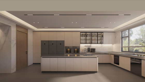 Large Rectangular Island Stainless Steel Commercial Kitchen Cabinets Formaldehyde Free