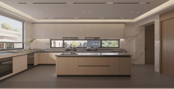 Large Rectangular Island Stainless Steel Commercial Kitchen Cabinets Formaldehyde Free
