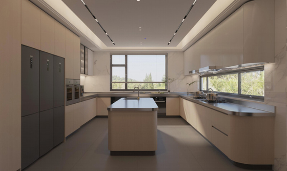 Large Rectangular Island Stainless Steel Commercial Kitchen Cabinets Formaldehyde Free