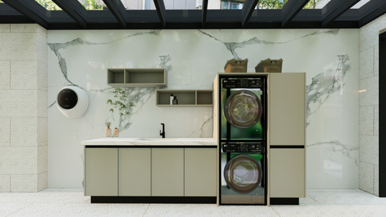 Greige Stainless Steel Balcony Storage Cabinet With Multiple Storage Units