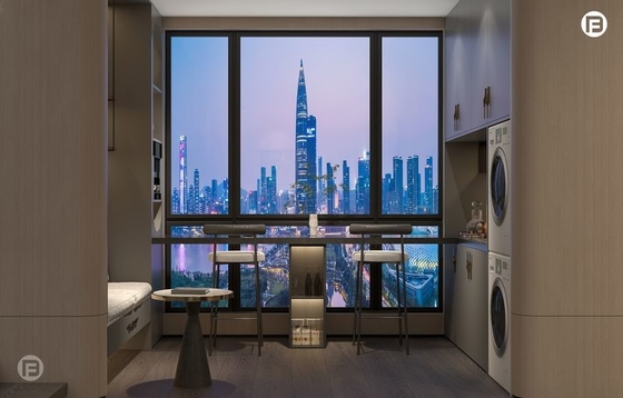 SS Balcony Storage Cabinet With Laundry Section And LED Backlighting