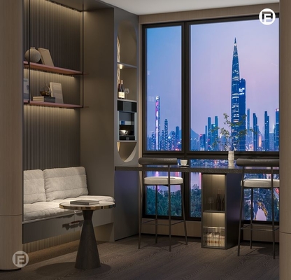 SS Balcony Storage Cabinet With Laundry Section And LED Backlighting