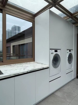 Contemporary Metal Laundry Room Cabinet With Stylish Light Gray Finish