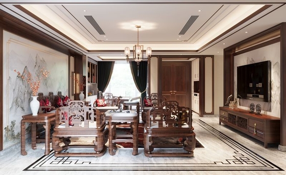 Timeless Elegant  Stainless Steel TV Cabinet Solution New Chinese Style
