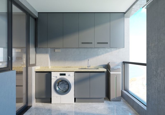 OEM Modern Laundry Cabinet Waterproof Cabinet For Balcony With Washing Machine Slot