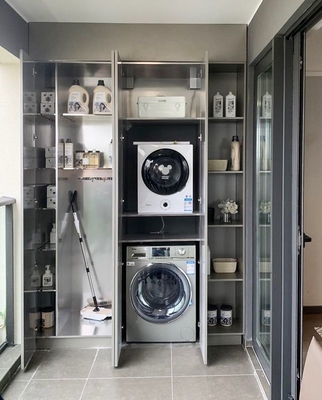 Starry Gray Balcony Storage Unit Washing Machine And Dryer Cabinet Customizable