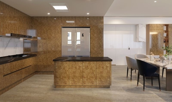 Modern Kitchen Cabinet With Integrated Wine Display L-Shaped Stainless Steel For High-End Home Customization