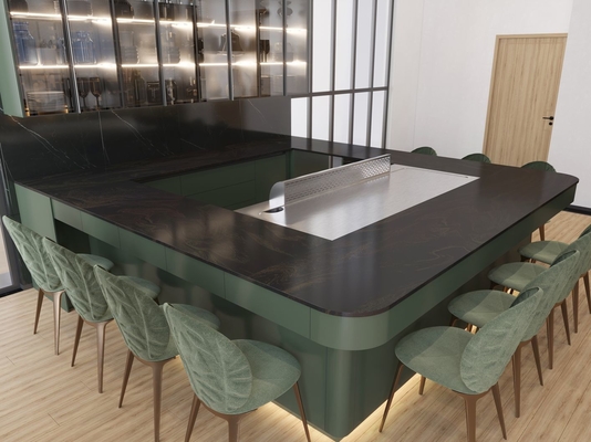 Full-Wall Stainless Steel Wine Cabinet With Storage And Seating In Elegant Black