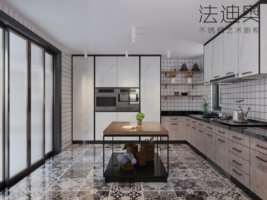 White Marble Modern Kitchen Cabinets Stylish And Durable Stainless Steel Design