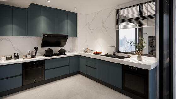 Fadior Modern Stainless Steel Kitchen Cabinets With Integrated High Cabinets And Appliances