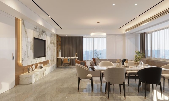Marble-Style Stainless Steel TV Cabinet With LED Illumination And Multiple Storage