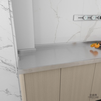 Stainless Steel Double Linear Kitchen Cabinets Light Wood Grain With Enhanced Storage Solution