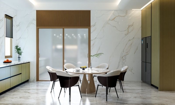 Fadior U-Shaped Wood Grain Stainless Steel Kitchen With  Handle-Free Design