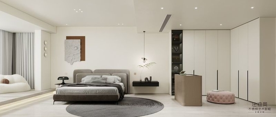 Elegant Stainless Steel Walk-In Closet With Wood Grain Island And Multiple Storage Solution