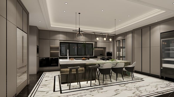 Fadior U-Shaped Luxury Stainless Steel Kitchen With Striking Island