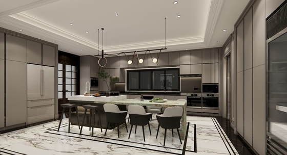 Fadior U-Shaped Luxury Stainless Steel Kitchen With Striking Island