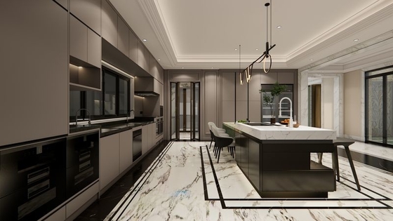 Fadior U-Shaped Luxury Stainless Steel Kitchen With Striking Island