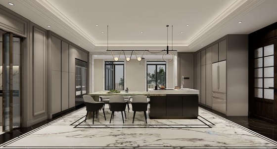 Fadior U-Shaped Luxury Stainless Steel Kitchen With Striking Island