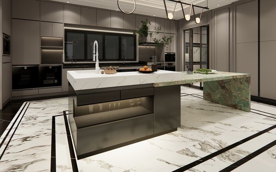 Fadior U-Shaped Luxury Stainless Steel Kitchen With Striking Island