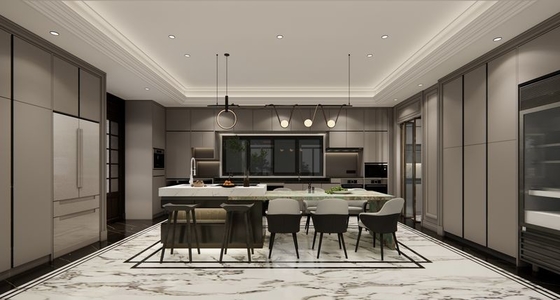 Fadior U-Shaped Luxury Stainless Steel Kitchen With Striking Island
