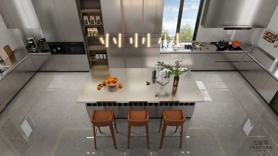 Fadior U-Shaped Original Stainless Steel Color Kitchen Cabinet With Wine Storage Island
