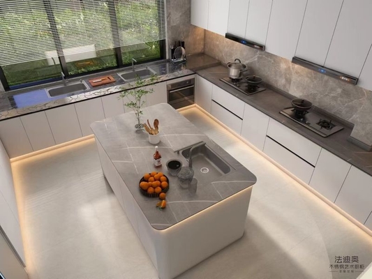 Modern Kitchen Cabinet Fadior S U-Shaped Ultra-Modern Stainless Steel Kitchen For Contemporary Living Durable Functional And Elegant