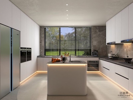 Modern Kitchen Cabinet Fadior S U-Shaped Ultra-Modern Stainless Steel Kitchen For Contemporary Living Durable Functional And Elegant