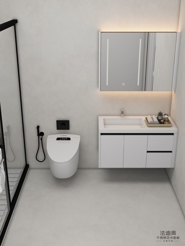 Timeless White Stainless Steel Wall-Mounted Bathroom Vanity With Mirror Cabinet