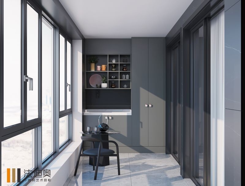 Stainless Steel Balcony Cabinet With Open Shelving And High Quality Handles