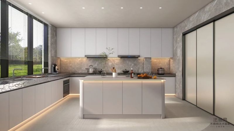 Modern Kitchen Cabinet Fadior S U-Shaped Ultra-Modern Stainless Steel Kitchen For Contemporary Living Durable Functional And Elegant